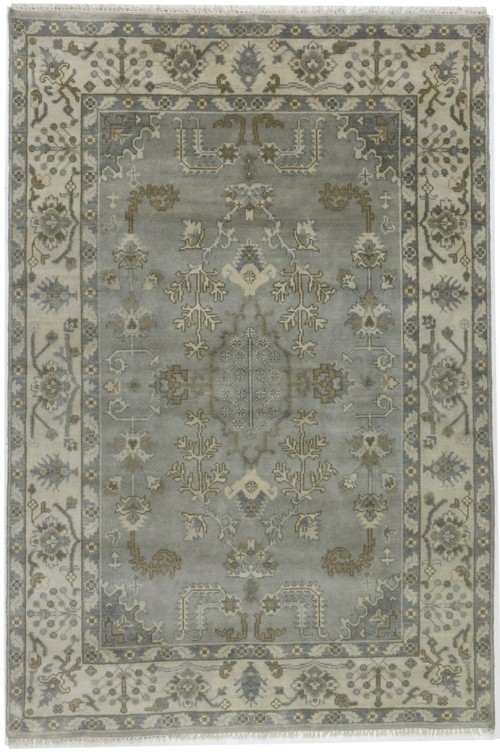 Taupe Floral 6X9 Oushak Chobi Oriental Rug