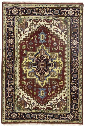 Rusty Red Geometric 4X6 Heriz Serapi Oriental Rug