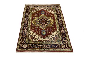 Rusty Red Geometric 4X6 Heriz Serapi Oriental Rug