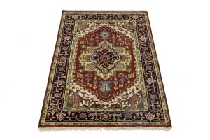 Rusty Red Geometric 4X6 Heriz Serapi Oriental Rug