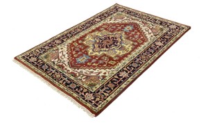 Rusty Red Geometric 4X6 Heriz Serapi Oriental Rug