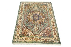 Light Blue-gray Geometric 4X6 Heriz Serapi Oriental Rug