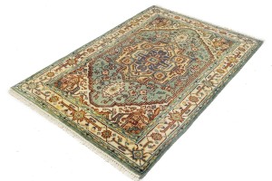 Light Blue-gray Geometric 4X6 Heriz Serapi Oriental Rug
