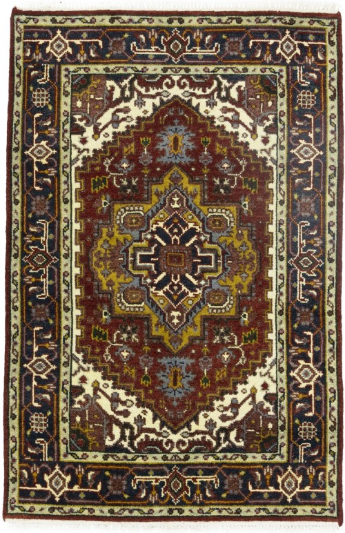 Rusty Red Geometric 4X6 Heriz Serapi Oriental Rug