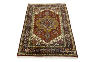 Rusty Red Geometric 4X6 Heriz Serapi Oriental Rug