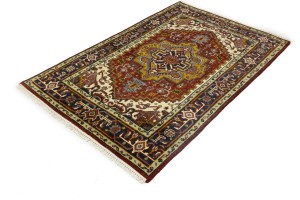 Rusty Red Geometric 4X6 Heriz Serapi Oriental Rug