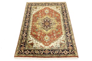 Rusty Red Geometric 4X6 Heriz Serapi Oriental Rug