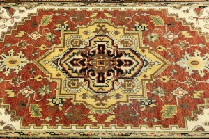 Rusty Red Geometric 4X6 Heriz Serapi Oriental Rug