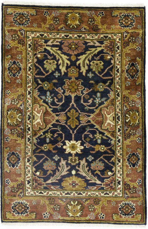 Hale Navy & Rust Floral 4X6 Chobi Serapi Oriental Rug