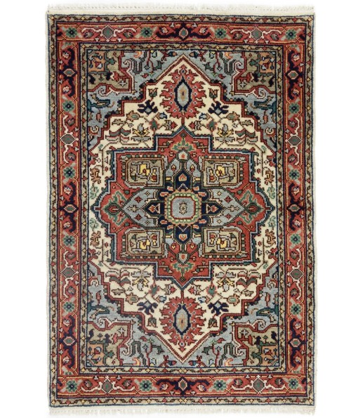 Cream Floral Tribal 4X6 Heriz Serapi Oriental Rug