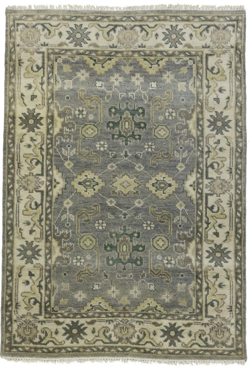 Taupe Floral 4X6 Oushak Chobi Oriental Rug