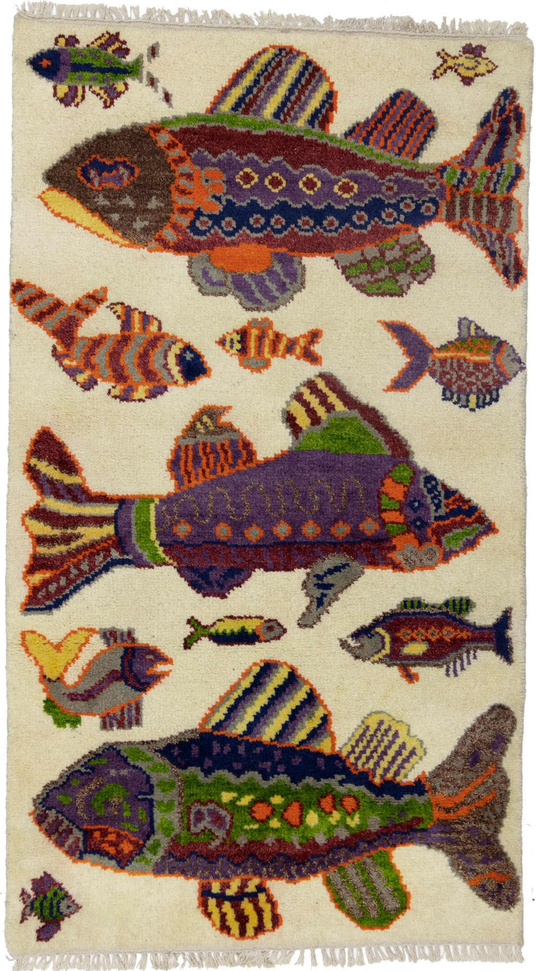 Multicolored Pictorial 3X5 Fish Mahi Oriental Rug