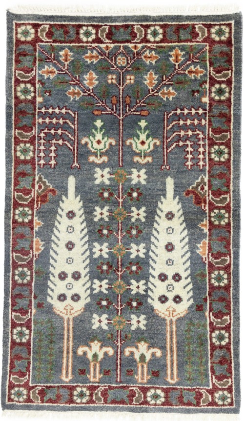 Gray Floral 3X5 Tree of Life Chobi Oriental Rug