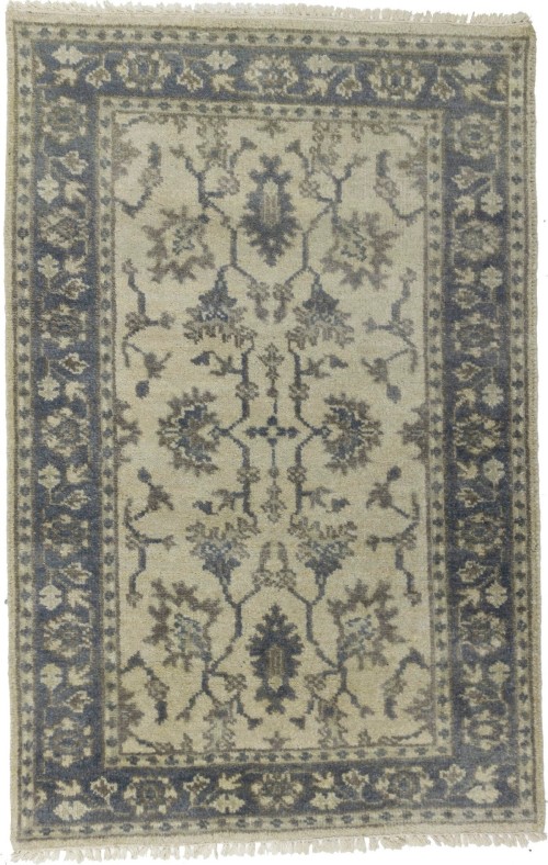 Cream Floral 3X5 Oushak Chobi Oriental Rug