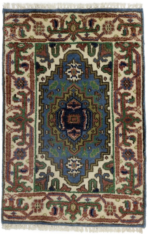 Blue Floral Tribal 2X3 Heriz Serapi Oriental Rug