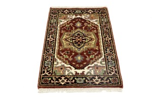 Dark Red Floral Tribal 2X3 Heriz Serapi Oriental Rug