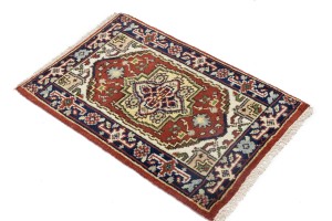 Red Floral Tribal 2X3 Heriz Serapi Oriental Rug