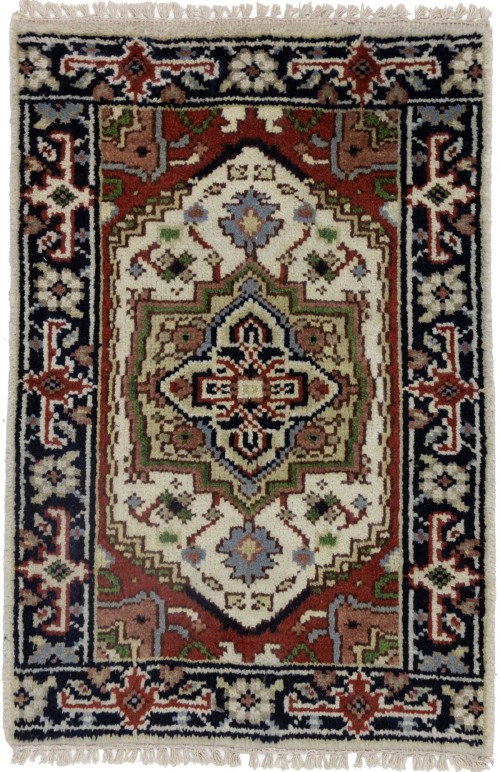 Cream Floral Tribal 2X3 Heriz Serapi Oriental Rug