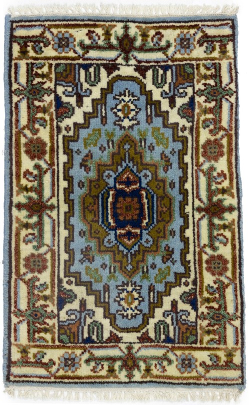 Light Blue Floral Tribal 2X3 Heriz Serapi Oriental Rug