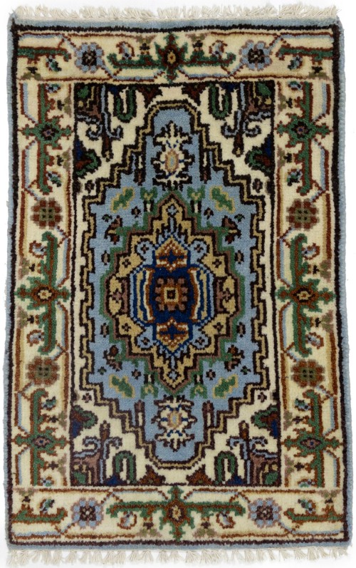 Light Blue Floral Tribal 2X3 Heriz Serapi Oriental Rug