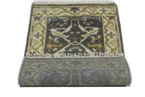 Gray Floral 2X3 Oushak Oriental Rug
