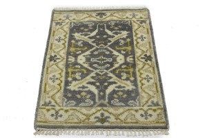 Gray Floral 2X3 Oushak Oriental Rug