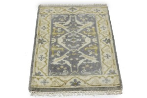 Gray Floral 2X3 Oushak Oriental Rug