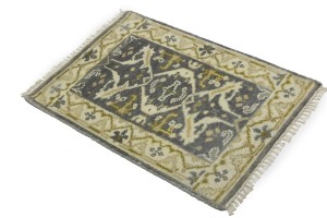 Gray Floral 2X3 Oushak Oriental Rug