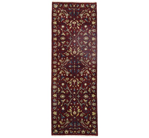 Maroon Red Floral 3X8 Chobi Serapi Oriental Runner Rug