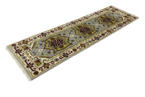 Light Gray Geometric 2'5X8'0 Heriz Serapi Oriental Runner Rug