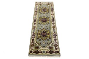 Light Gray Geometric 2'5X8'0 Heriz Serapi Oriental Runner Rug