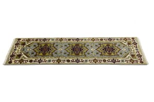 Light Gray Geometric 2'5X8'0 Heriz Serapi Oriental Runner Rug