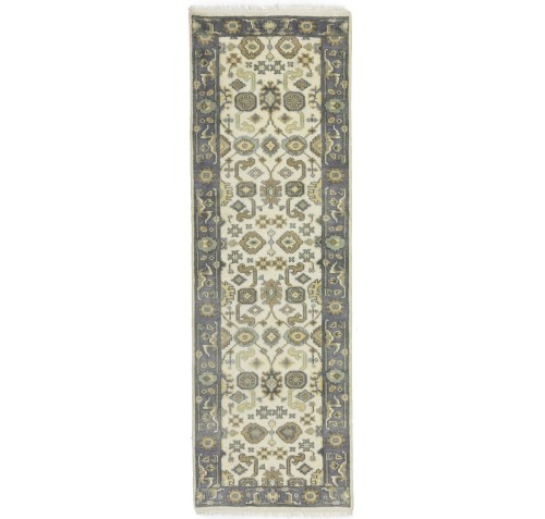 Cream Floral 3X8 Oushak Chobi Oriental Runner Rug