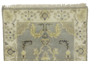 Light Gray Floral 3X8 Oushak Chobi Oriental Runner Rug