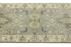Light Gray Floral 3X8 Oushak Chobi Oriental Runner Rug