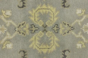 Light Gray Floral 3X8 Oushak Chobi Oriental Runner Rug