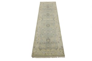 Greige Floral 3X10 Oushak Chobi Oriental Runner Rug