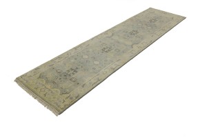 Greige Floral 3X10 Oushak Chobi Oriental Runner Rug