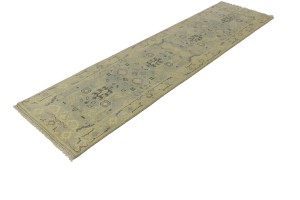 Greige Floral 3X10 Oushak Chobi Oriental Runner Rug