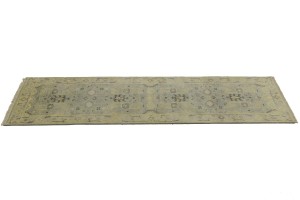 Greige Floral 3X10 Oushak Chobi Oriental Runner Rug
