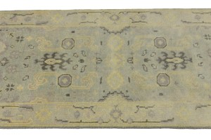 Greige Floral 3X10 Oushak Chobi Oriental Runner Rug