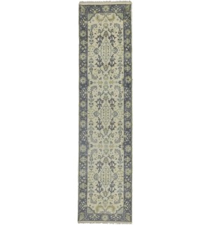 Cream Floral 3X10 Oushak Chobi Oriental Runner Rug