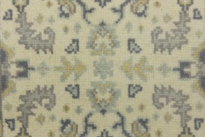 Cream Floral 3X10 Oushak Chobi Oriental Runner Rug