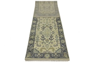 Cream Floral 3X10 Oushak Chobi Oriental Runner Rug