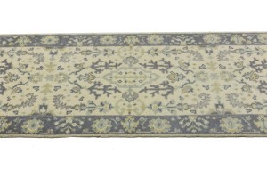 Cream Floral 3X10 Oushak Chobi Oriental Runner Rug