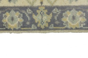 Cream Floral 3X10 Oushak Chobi Oriental Runner Rug