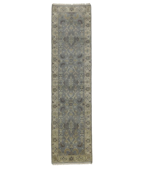 Light Gray Floral 3X10 Oushak Chobi Oriental Runner Rug