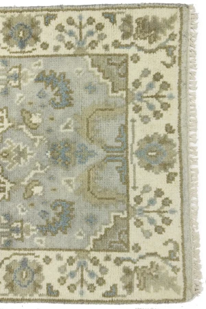 Light Gray Floral 3X10 Oushak Chobi Oriental Runner Rug