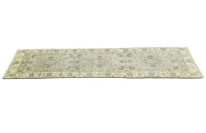 Light Gray Floral 3X10 Oushak Chobi Oriental Runner Rug