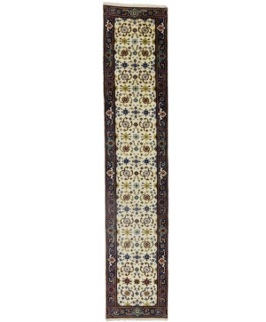 Cream Floral 2'6X12'2 Indo-Mahal Oriental Runner Rug